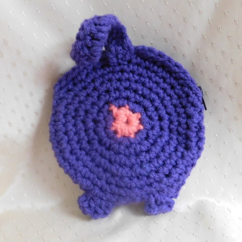 PURPLE CAT'S BUTT CHANGE PURSE with zipper and keyring